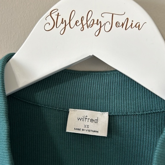 Aritzia Wilfred Harlequin Bodysuit Long Sleeve Dark Green Size XS NEW - Picture 5 of 11